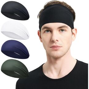 Running Headbands for Men（4 or 6 Pack, Mens Stretchy Headband for Football,Cycling,Basketball,Yoga,Fitness Workout Unisex Quick-Dry Sweatband