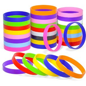 Bouiexye 120 Pieces Rubber Bracelets Orange Silicone WristbandUnisex for Sports Teams Party Games Fashion Decorations