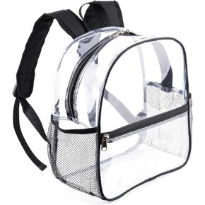Fomaris Clear Backpack for Stadium Events 12x6x12 Clear Stadium Backpacks for Women, Small Clear Bag for Sports Concert Festival (Black)