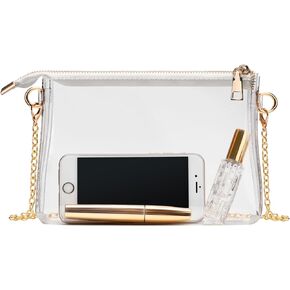 BS-VOG Clear Purse for Women Stadium Approved, Small Clear Crossbody Bag with Zipper, Clear Stadium Bag for Concerts Sports