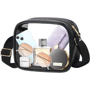 MOMSIV Clear Crossbody Bag, Stadium Approved Clear Bags with Adjustable Strap Clear Stadium Bag for Women Men Concerts Sports