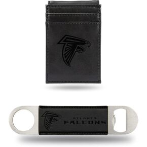 Rico Industries NFL Football Black Laser Engraved Front Pocket Wallet & Bar Blade - Great Gift in Kuwait