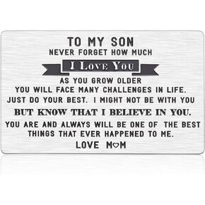 Inspirational To My Son Wallet Card for Teen Boys Mens Stocking Stuffers Gifts for Christmas Birthday Kids Valentines Day Gift for Men Boys Step Son in Law from Mom Mother First Time Fathers Day Gift