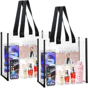 2-Pack Stadium Approved Clear Tote Bag, 12x12x6 Clear Lunch Bag, Perfect for Work, Concerts