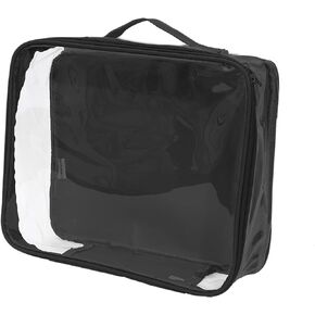 Medium Clear Travel Packing Cube/See-Through Clothes Organizer for Carry on & Checked Suitcase, RV or Camping/Transparent Storage Cell/Doll Storage/Game Day Stadium Approved (Black)