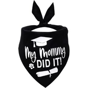Dog Graduation Bandana, My Mommy Did It Dog Bandana Graduation Outfit Black Dog Scarf for Small Medium Large Dogs