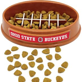 NCAA Super-Bowl - Ohio State Buckeyes Slow Feeder Dog Bowl. Football Design Slow Feeding Cat Bowl for Healthy Digestion. Non-Slip Pet Bowl for Large & Small Dogs & Cats
