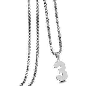 18K Gold Number Necklace for Men,Stainless Steel Athletes Number Chain Charm Pendant Personalized Sports Jewelry for Boy Basketball Baseball Football Ice Hockey