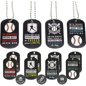Inkstone Baseball Dogtag Necklaces | Motivational Be The Game Changer | 12 Pack | Encouraging Gift for Students, Teams, Players, and Employee