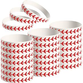 JOVITEC Softball Bracelet Softball Wristband Silicone Bracelet Softball Gift for Softball Player and Softball Teams (24 Pieces, White)