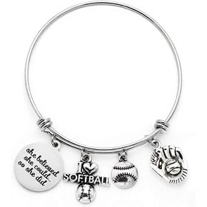 DYJELWD Basketball Softball Volleyball Bangle Bracelet School Team Sports Fan Gifts for Her