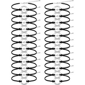 Funtery 24 Pcs Dance Bracelet Gifts Bulk Girls Team Party Charm Jewelry Wax Rope Adjustable Dancer Recital Accessories