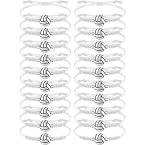 Jadive 20 Pieces Volleyball Bracelets Adjustable Volleyball Charm Bracelet Cord Christmas Volleyball Player Gifts Braided Rope Bracelet Souviner Girl Teens Most Sport Team Players