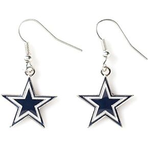 Aminco NFL Dallas Cowboys Logo Dangler Earrings , Silver, Size 2.5