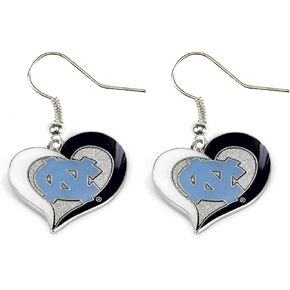 Aminco NCAA North Carolina Tar Heels Swirl Heart Earrings
