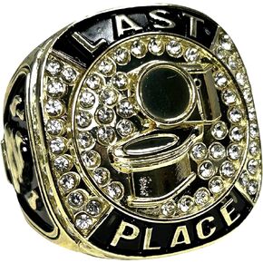 Express Medals Champion Gold Last Place Loser Trophy Ring Award Gift Fantasy Prize with Display Neck Chain and Stand Championship Rings Toilet Bowl