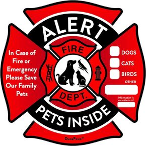 Pet Alert Stickers – Save My Pets in Case of Emergency Stickers – Inside The Window Static Cling Window Decals 4 Pack – UV Resistant Removable, NO Adhesive - Bonus: Pet Alert Wallet Card