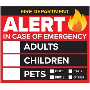 4 Pack - 3" Emergency Alert People and Pet Finder Sticker/Decal - Adults, Children and Pets - Fire Department and Rescue Safety Alert Decal for Window and Door Application