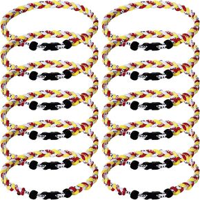 12 Pcs 18" Baseball Necklace Three Braided Rope Tornado Titanium Necklace Baseball Rope Necklace for Boys Men Sport