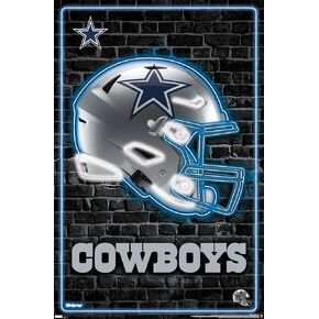 Trends International NFL Dallas Cowboys - ملصق حائط Neon Helmet 23، 22.37 بوصة × 34.00 بوصة، نسخة غير مؤطرة in Kuwait