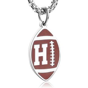 American Football Letter A-Z Chain Necklaces for Super Bowl Decoration Boys Men Sports Game Party Jewelry Gifts