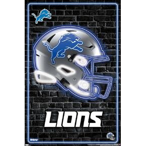 Trends International NFL Detroit Lions - Neon Helmet 23 Wall Poster, 22.37" x 34.00", Unframed Version