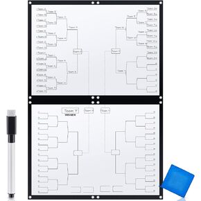 Yexiya 4 Pcs Bracket Poster Sports Basketball Poster Dry Erase Board Bracket Wall Poster with 1 Black Marker 1 Cleaning Cloth
