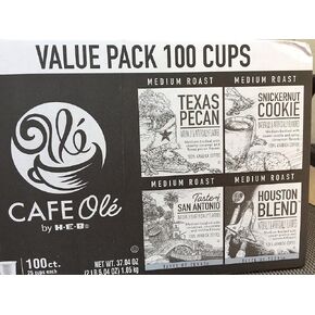 100 cups- Cafe Ole Value Pack-Texas Pecan, San Antonio, Houston, and Snickernut--100 cups