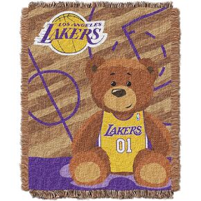Northwest NBA Los Angeles Lakers Unisex-Baby Woven Jacquard Tapestry Throw Blanket, 36" x 46", Half Court