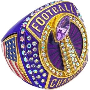 Discount Sports Rings, FOOTBALL CHAMPION RING — Player Award, assorted colors and gemstones