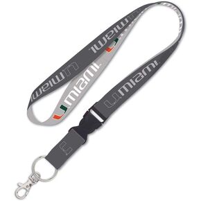 WinCraft Miami Hurricanes Lanyard with Detachable Buckle, 1" - Grey