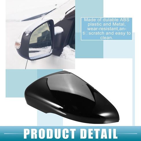 Left Rearview Mirror Cover Cap Side Door Mirror Cover for Volkswagen Golf 2010-2013 ABS Plastic Glossy Black in Saudi Arabia