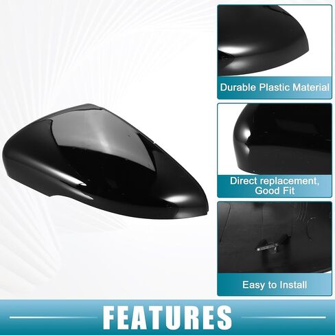 Left Rearview Mirror Cover Cap Side Door Mirror Cover for Volkswagen Golf 2010-2013 ABS Plastic Glossy Black in Saudi Arabia