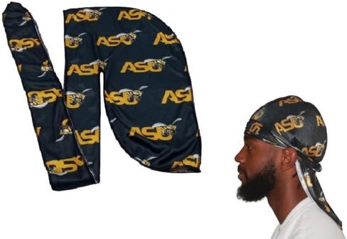 العلامة التجارية DASHURÍ جامعة ولاية ألاباما مرخصة رسميًا من الساتان Durag (أسود مع شعار ASU الأساسي (حروف بيضاء)) in Saudi Arabia