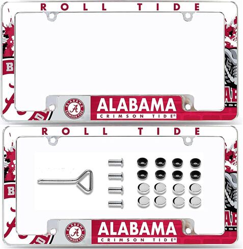 CELIKO All Over Chrome Frame for Alabama, 12"" x 6"" Chrome All Over Automotive License Plate Frame for Car/Truck/SUV in Saudi Arabia