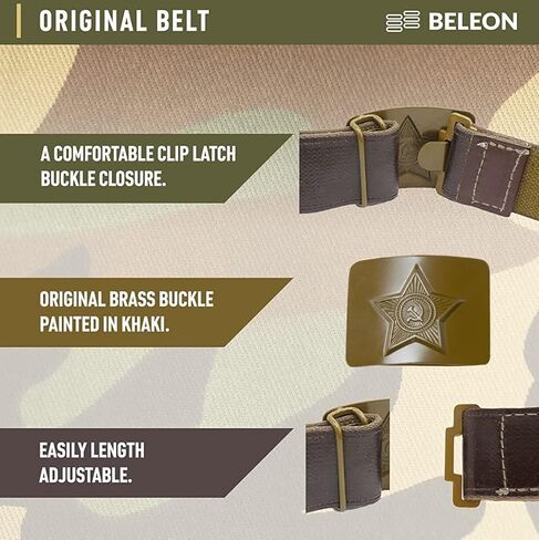 Soviet Belt - WW2 Vintage Belt for Soviet Uniform - Russian Military Surplus with USSR Belt Buckle - Soviet Solder Costume Military Belts for Men in Kuwait