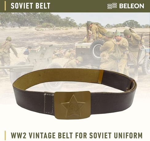 Soviet Belt - WW2 Vintage Belt for Soviet Uniform - Russian Military Surplus with USSR Belt Buckle - Soviet Solder Costume Military Belts for Men in Kuwait