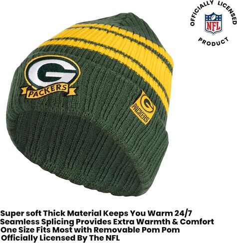 Ultra Game NFL Boys Girls Super Soft Team Stripe Winter Beanie Knit Hat with Extra Warm Touch Screen Gloves in Saudi Arabia