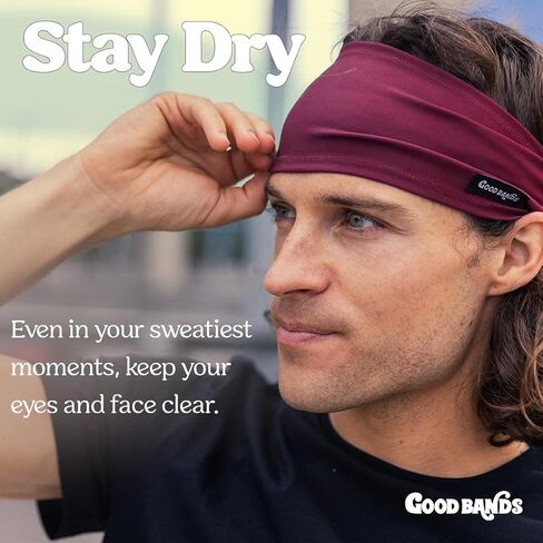 Sweatband for Men and Women - Unisex Headband That Wicks Moisture and Eliminates Excess Sweat - Running, Sports, Football, Triathlons, Construction, Yoga, Gym in Saudi Arabia
