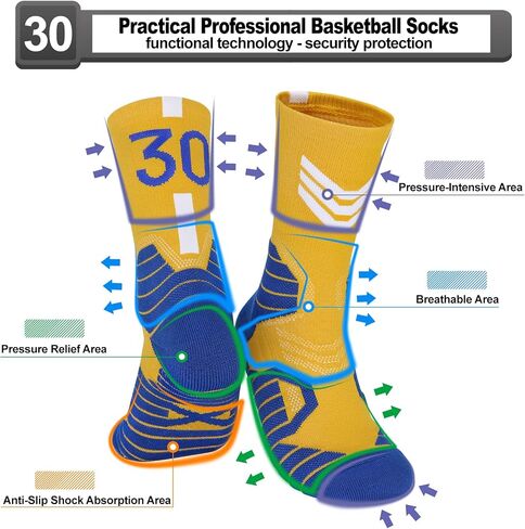 2-Pairs Basketball-Socks-for-Men & Boys, Basketball Team Lucky Number Sports-Star-Socks for Child & Adult in Saudi Arabia