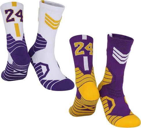 2-Pairs Basketball-Socks-for-Men & Boys, Basketball Team Lucky Number Sports-Star-Socks for Child & Adult in Saudi Arabia