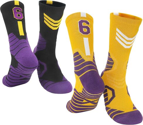 2-Pairs Basketball-Socks-for-Men & Boys, Basketball Team Lucky Number Sports-Star-Socks for Child & Adult in Saudi Arabia
