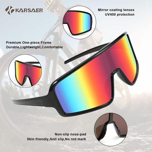 Karsaer Vision نظارات شمسية رياضية نظارات ركوب الدراجات نظارات البيسبول البيسبول للجنسين للكبار الشباب والأطفال المراهقين 8-12 in Saudi Arabia
