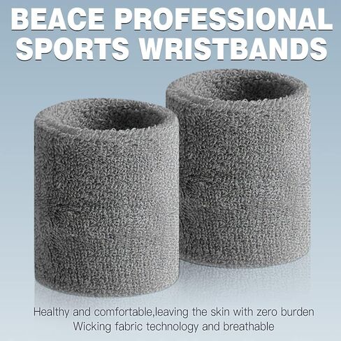 BEACE Sweatbands Sports Wristband for Men & Women - Moisture Wicking Athletic Cotton Terry Cloth Sweatband for Tennis, Basketball, Running, Gym, Working Out in Saudi Arabia