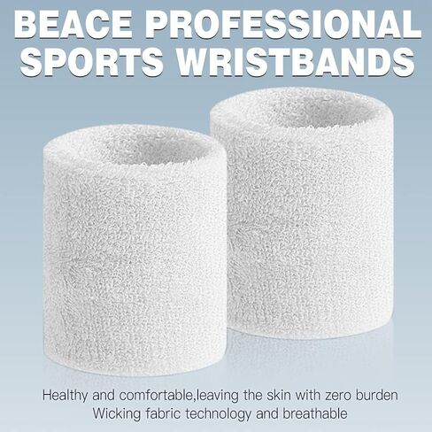 BEACE Sweatbands Sports Wristband for Men & Women - Moisture Wicking Athletic Cotton Terry Cloth Sweatband for Tennis, Basketball, Running, Gym, Working Out in Saudi Arabia