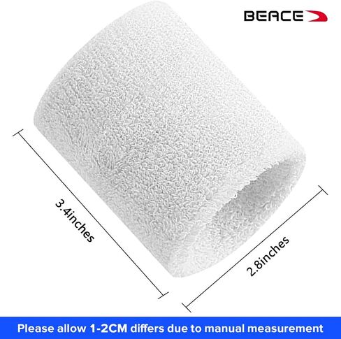 BEACE Sweatbands Sports Wristband for Men & Women - Moisture Wicking Athletic Cotton Terry Cloth Sweatband for Tennis, Basketball, Running, Gym, Working Out in Saudi Arabia
