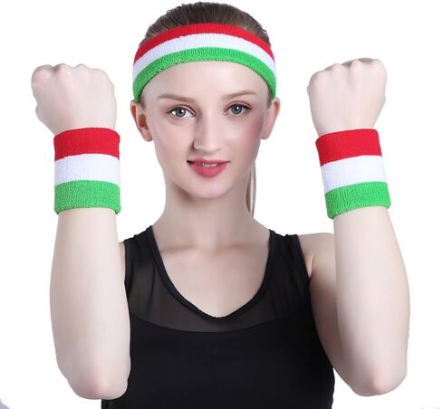 ONUPGO 6 Pieces Sweatbands Set - Including 2pcs Sports Headband and 4pcs Wristband Sports Band for Gym Workout & Yoga, Football Baseball Basketball Soccer Boxing & Tennis in Kuwait