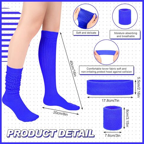 Tarpop 4 Pcs Tarpop 80s Neon Sweatband Headband Wristband Set Neon Slouch Socks Sweat Band Headband Waist Bag for Women Party in Saudi Arabia