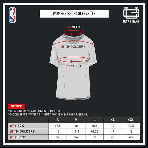 Ultra Game NBA Women's Soft Vintage Distressed Graphics T-Shirt in Saudi Arabia