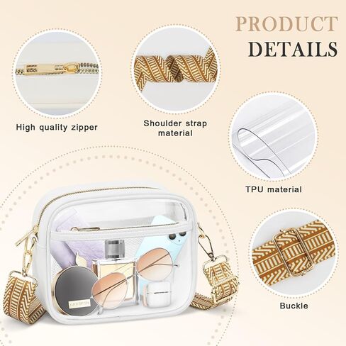 MOMSIV Clear Crossbody Bag, Stadium Approved Clear Bags with Adjustable Strap Clear Stadium Bag for Women Men Concerts Sports in Saudi Arabia